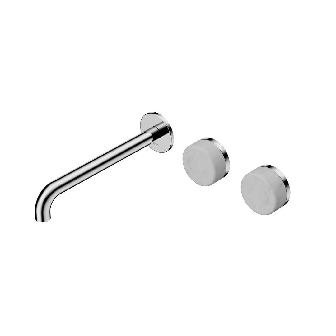 Nero Serenity Wall Basin Set 160/185/220mm Offset - Carrara Handle Chrome / 220mm