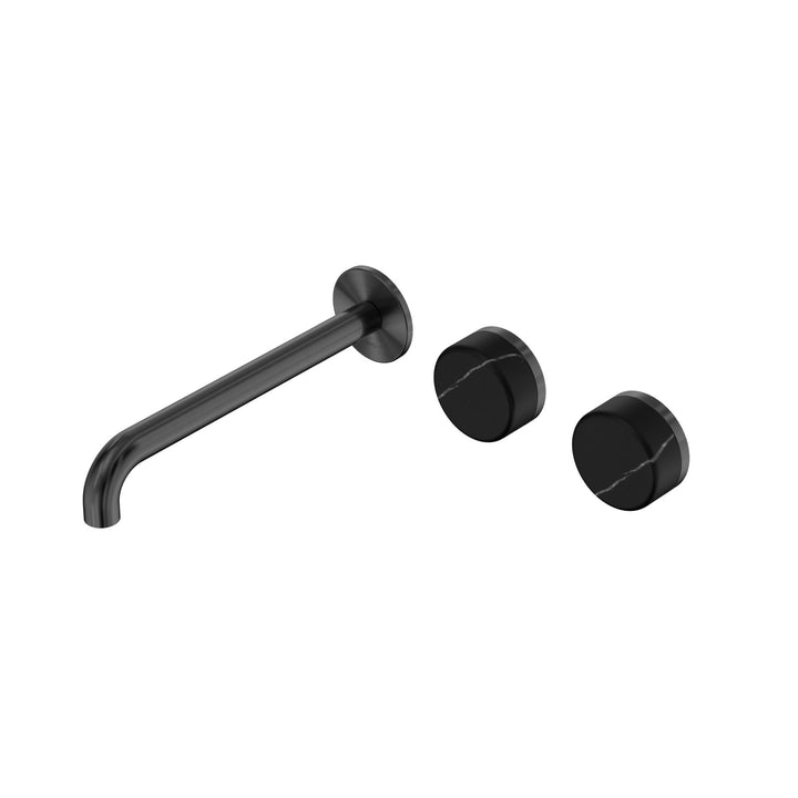 Nero Serenity Wall Basin Set 160/185/220mm Offset - Carrara Handle Gun Metal / 220mm
