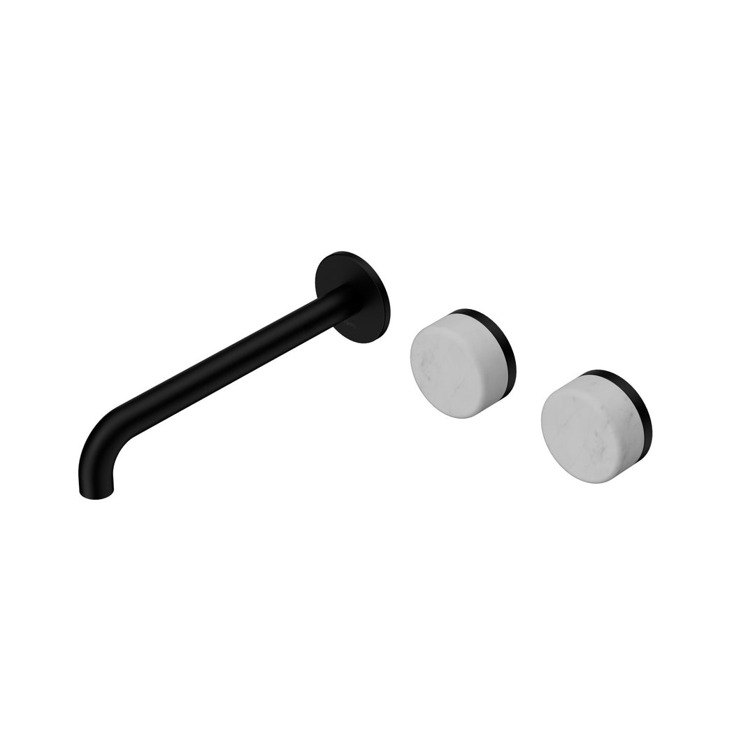Nero Serenity Wall Basin Set 160/185/220mm Offset - Carrara Handle Matte Black / 220mm