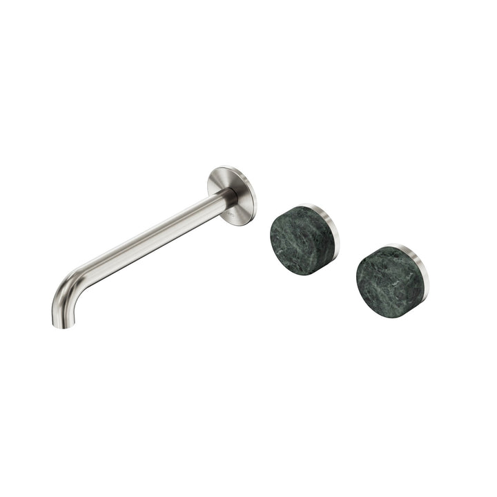 Nero Serenity Wall Basin Set 160/185/220mm Offset - Verde Alpi Handle Brushed Nickel / 220mm