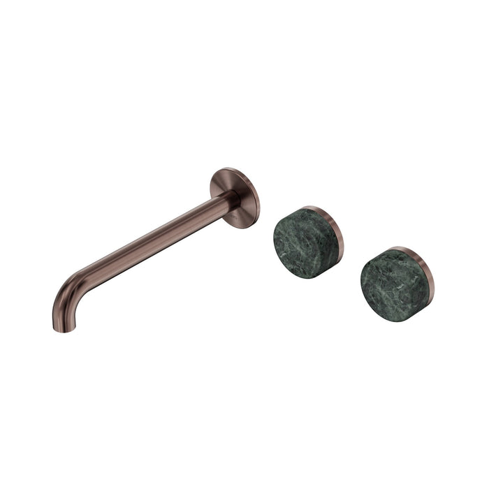 Nero Serenity Wall Basin Set 160/185/220mm Offset - Verde Alpi Handle Brushed Bronze / 220mm