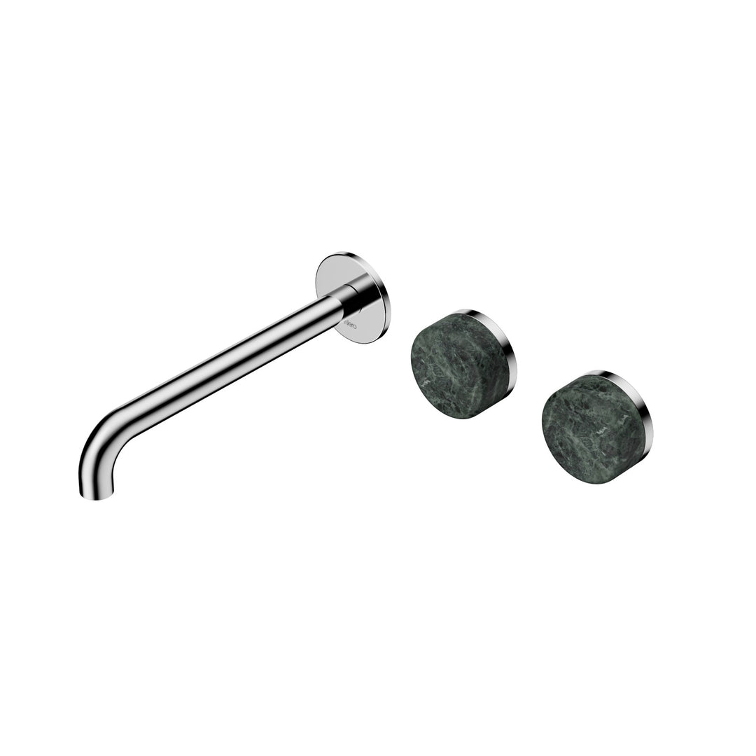 Nero Serenity Wall Basin Set 160/185/220mm Offset - Verde Alpi Handle Chrome / 220mm
