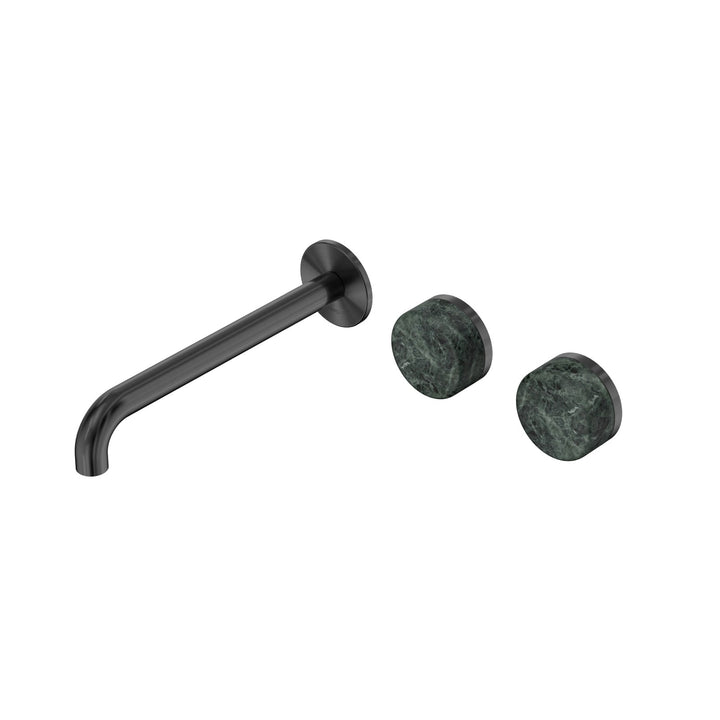 Nero Serenity Wall Basin Set 160/185/220mm Offset - Verde Alpi Handle Gun Metal / 220mm