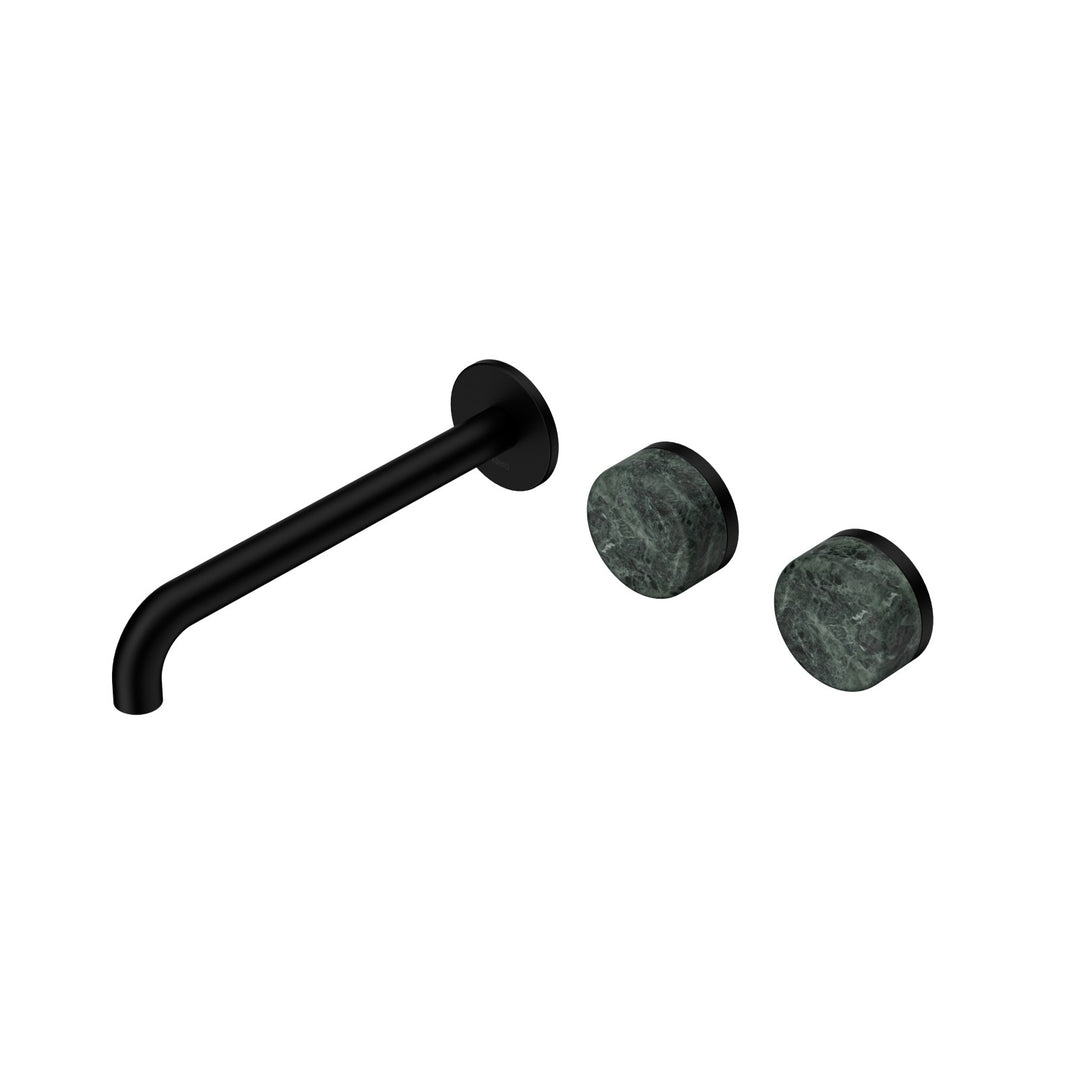 Nero Serenity Wall Basin Set 160/185/220mm Offset - Verde Alpi Handle Matte Black / 220mm