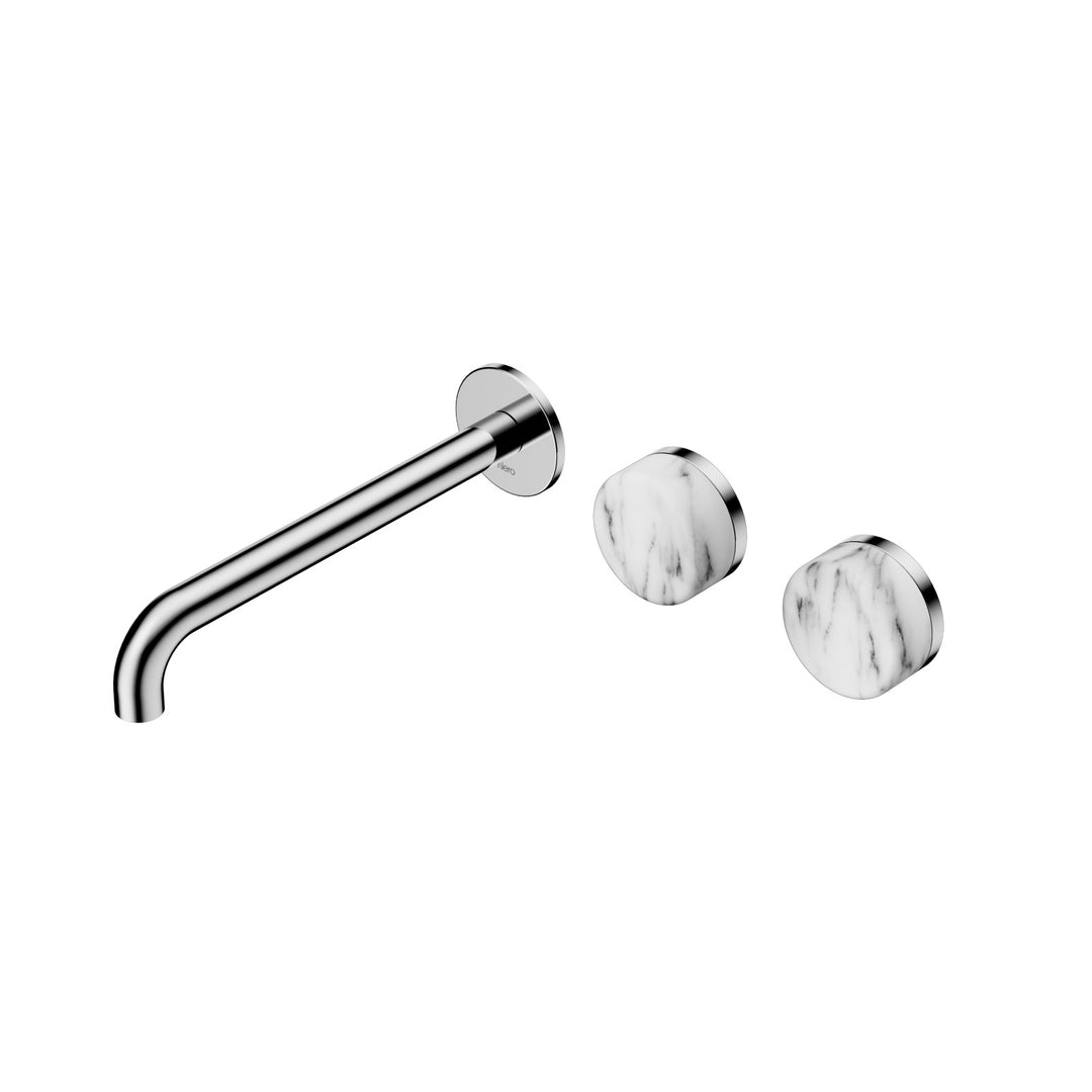 Nero Serenity Wall Basin Set 160/185/220mm Offset - Arabescato Corchia Handle Chrome / 220mm