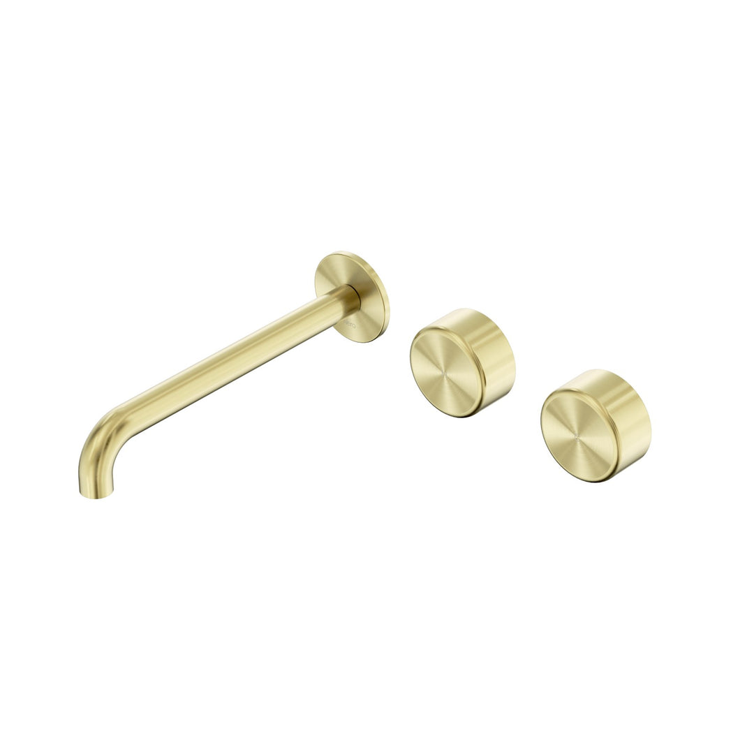 Nero Serenity Wall Basin Set 160/185/220mm Offset - Metal Handle Brushed Gold / 220mm