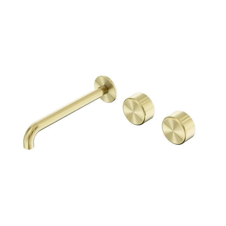 Nero Serenity Wall Basin Set 160/185/220mm Offset - Metal Handle Brushed Gold / 220mm