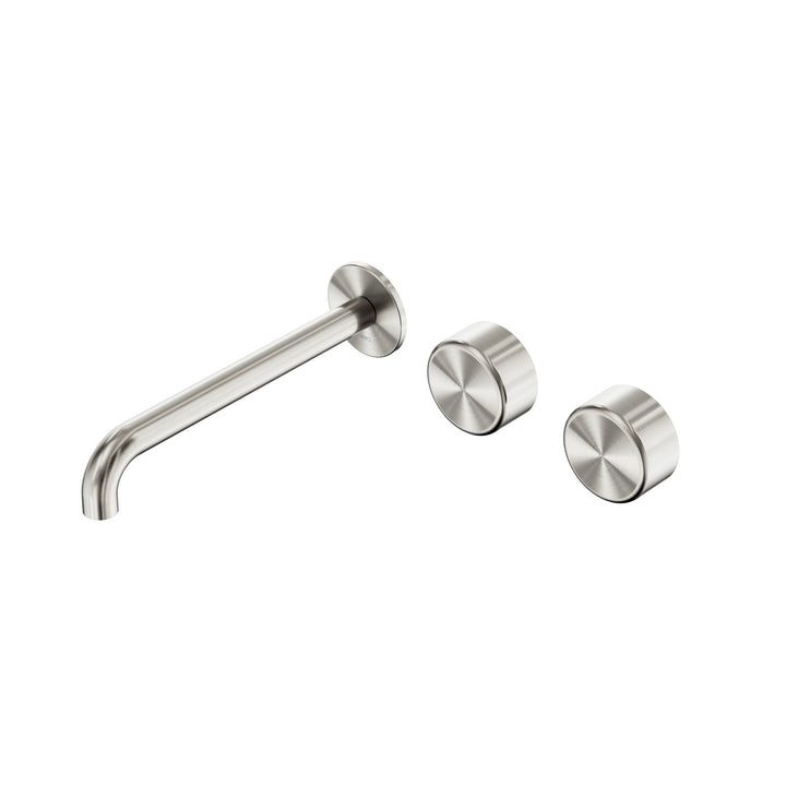 Nero Serenity Wall Basin Set 160/185/220mm Offset - Metal Handle Brushed Nickel / 220mm
