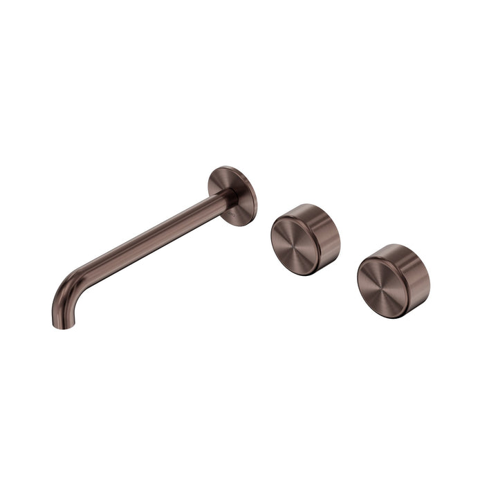 Nero Serenity Wall Basin Set 160/185/220mm Offset - Metal Handle Brushed Bronze / 220mm