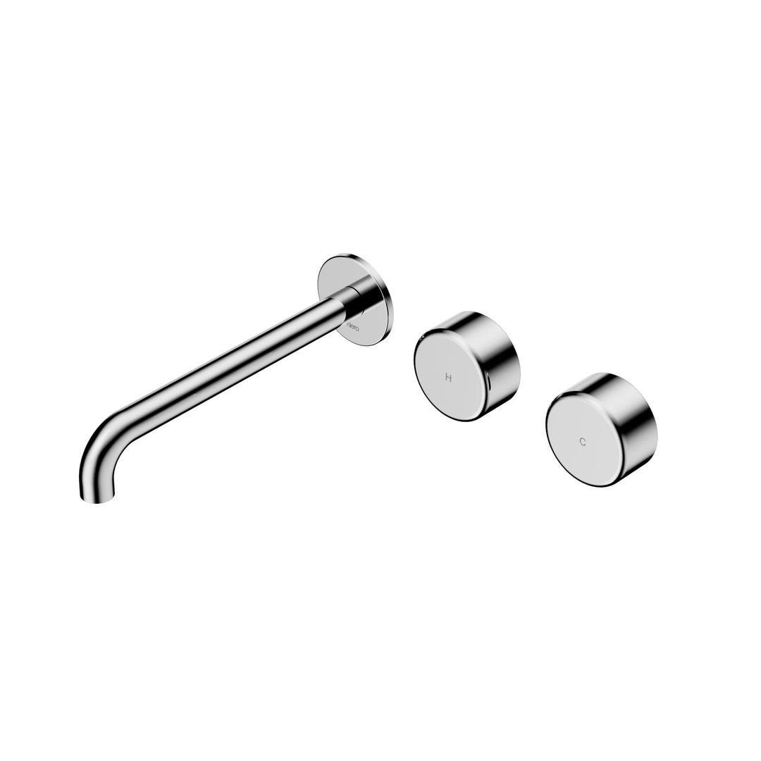 Nero Serenity Wall Basin Set 160/185/220mm Offset - Metal Handle Chrome / 220mm