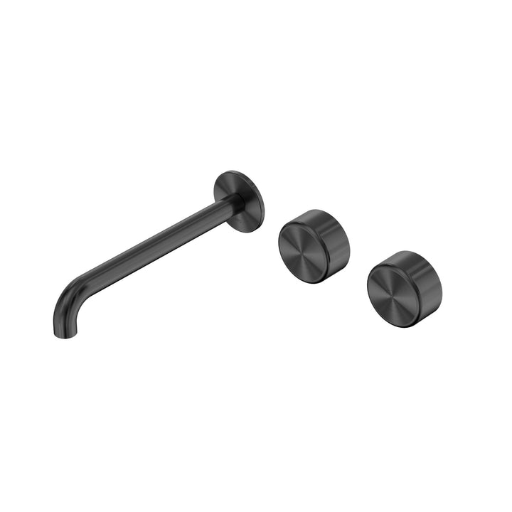 Nero Serenity Wall Basin Set 160/185/220mm Offset - Metal Handle Gun Metal / 220mm