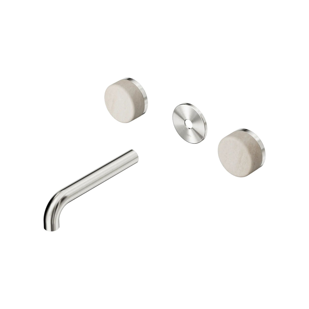 Nero Serenity Wall Basin Set Trim Kit 160/185/220mm - Rome Travertine Handle