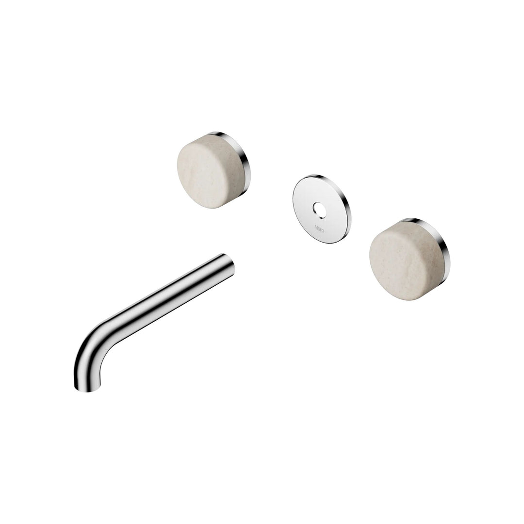 Nero Serenity Wall Basin Set Trim Kit 160/185/220mm - Rome Travertine Handle
