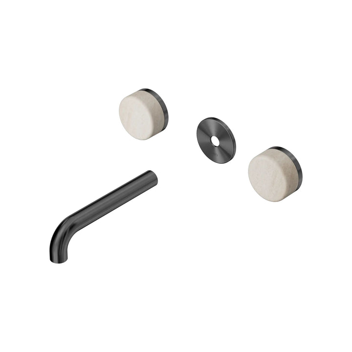 Nero Serenity Wall Basin Set Trim Kit 160/185/220mm - Rome Travertine Handle