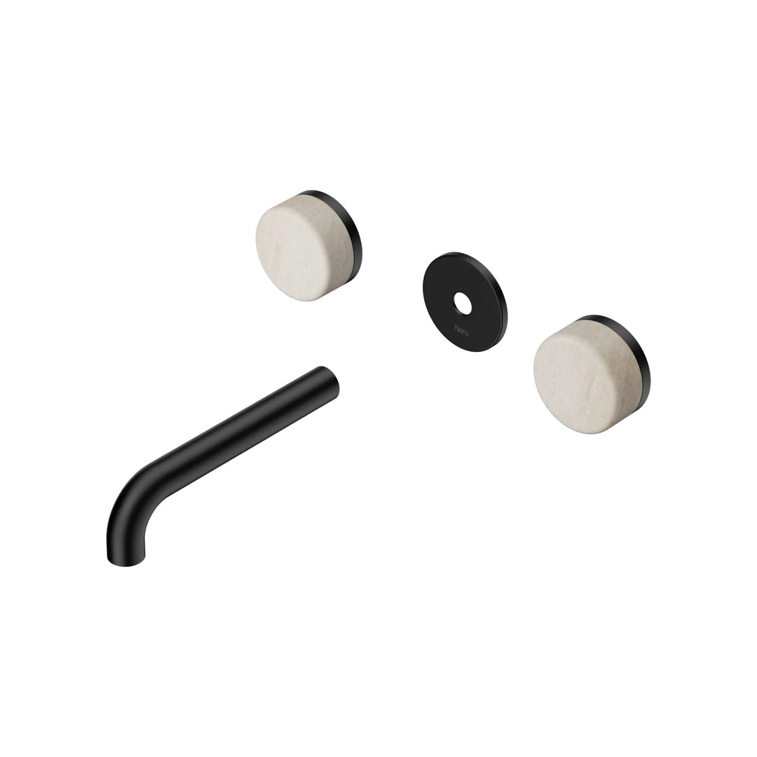 Nero Serenity Wall Basin Set Trim Kit 160/185/220mm - Rome Travertine Handle