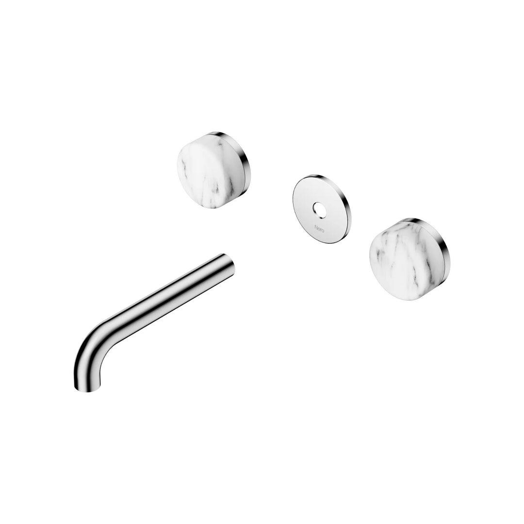 Nero Serenity Wall Basin Set Trim Kit 160/185/220mm - Arabescato Corchia Handle