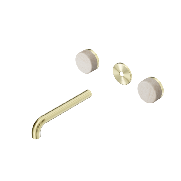 Nero Serenity Wall Basin Set Trim Kit 160/185/220mm - Rome Travertine Handle - Design 10