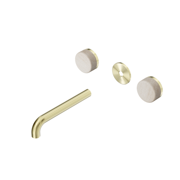 Nero Serenity Wall Basin Set Trim Kit 160/185/220mm - Rome Travertine Handle - Design 10