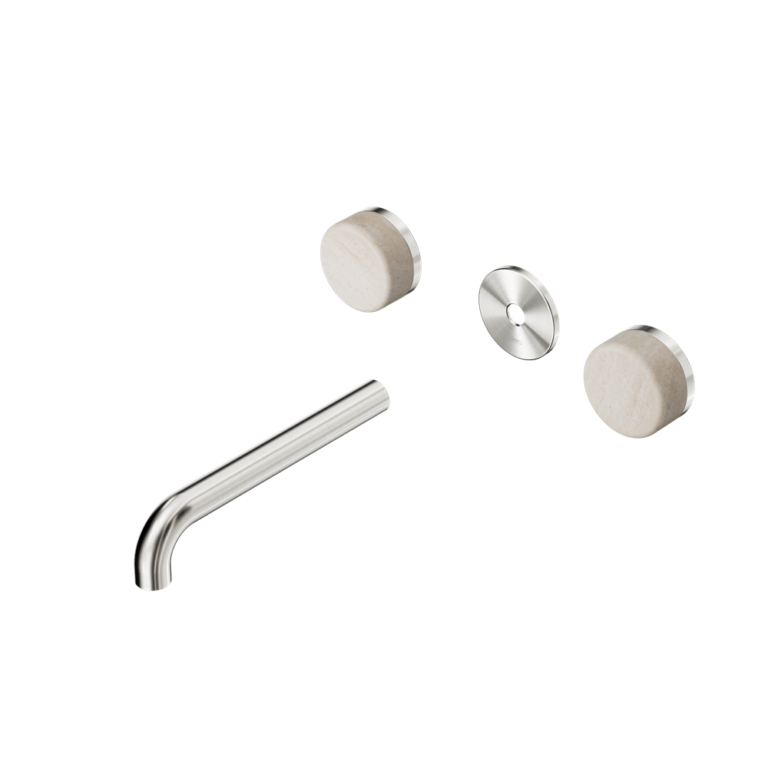 Nero Serenity Wall Basin Set Trim Kit 160/185/220mm - Rome Travertine Handle - Design 10