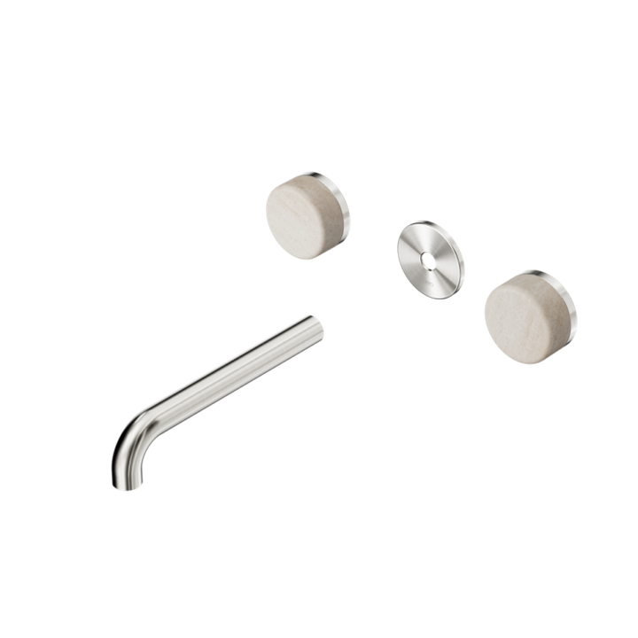 Nero Serenity Wall Basin Set Trim Kit 160/185/220mm - Rome Travertine Handle - Design 10