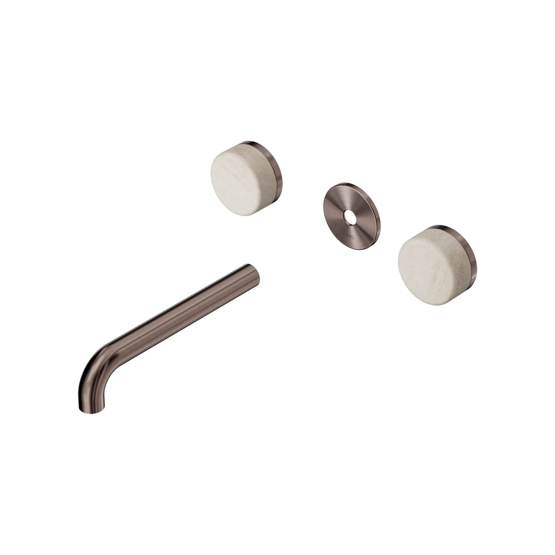 Nero Serenity Wall Basin Set Trim Kit 160/185/220mm - Rome Travertine Handle
