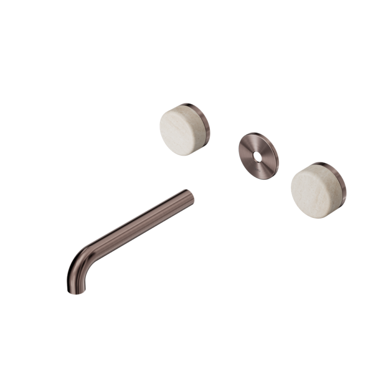 Nero Serenity Wall Basin Set Trim Kit 160/185/220mm - Rome Travertine Handle - Design 10