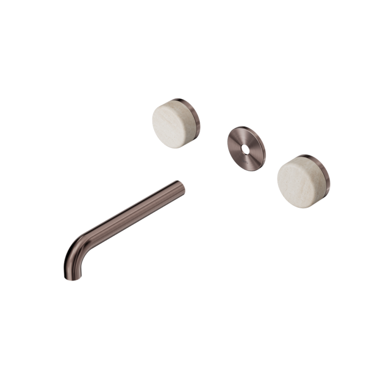 Nero Serenity Wall Basin Set Trim Kit 160/185/220mm - Rome Travertine Handle - Design 10