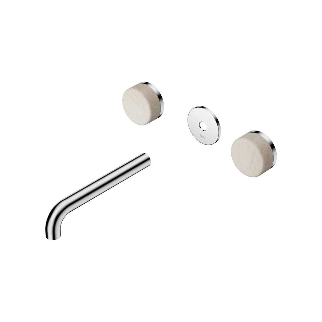Nero Serenity Wall Basin Set Trim Kit 160/185/220mm - Rome Travertine Handle