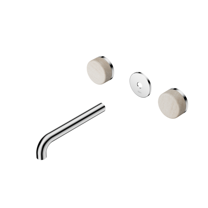 Nero Serenity Wall Basin Set Trim Kit 160/185/220mm - Rome Travertine Handle - Design 10