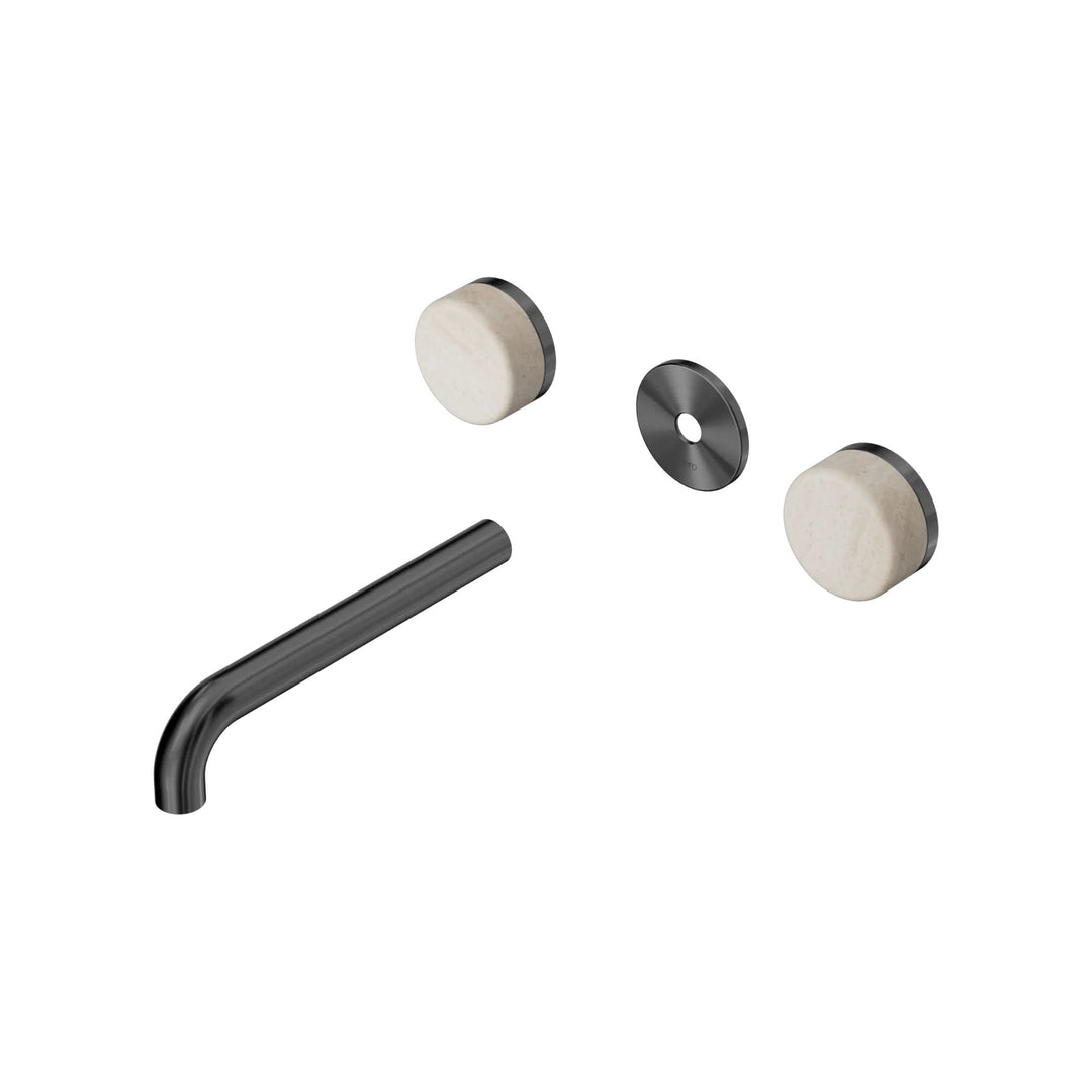 Nero Serenity Wall Basin Set Trim Kit 160/185/220mm - Rome Travertine Handle