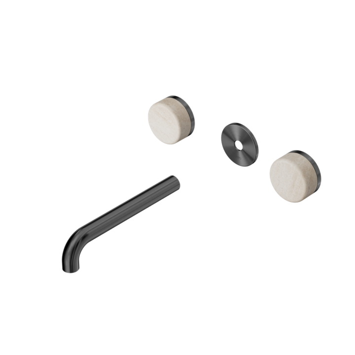 Nero Serenity Wall Basin Set Trim Kit 160/185/220mm - Rome Travertine Handle - Design 10