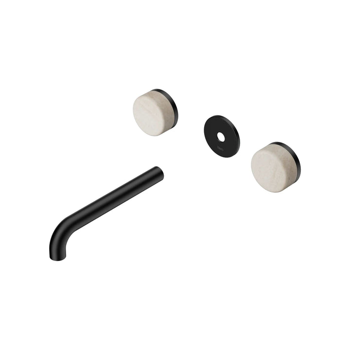 Nero Serenity Wall Basin Set Trim Kit 160/185/220mm - Rome Travertine Handle