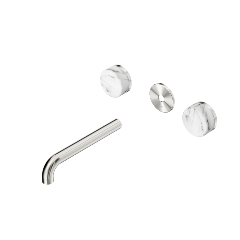 Nero Serenity Wall Basin Set Trim Kit 160/185/220mm - Arabescato Corchia Handle - Design 10