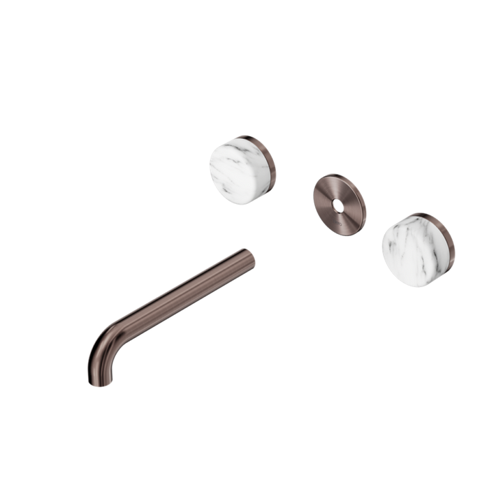 Nero Serenity Wall Basin Set Trim Kit 160/185/220mm - Arabescato Corchia Handle - Design 10