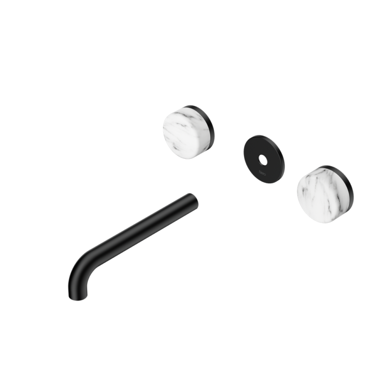 Nero Serenity Wall Basin Set Trim Kit 160/185/220mm - Arabescato Corchia Handle - Design 10