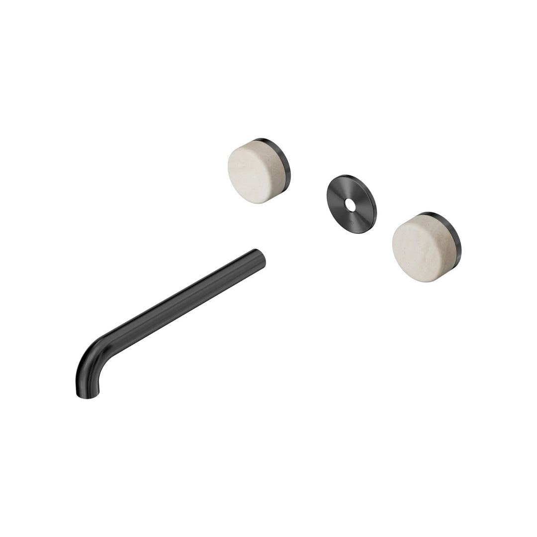 Nero Serenity Wall Basin Set Trim Kit 160/185/220mm - Rome Travertine Handle