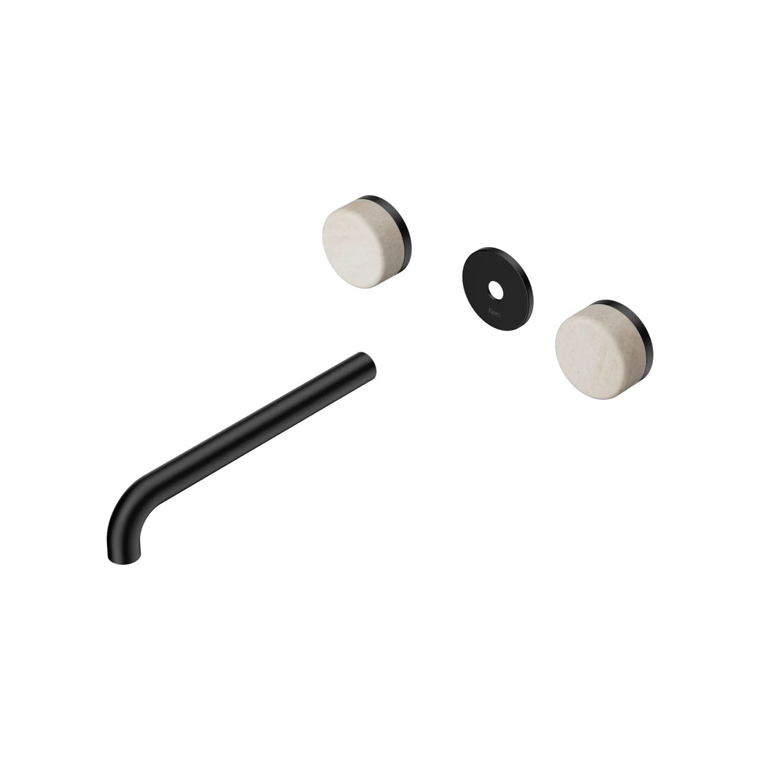 Nero Serenity Wall Basin Set Trim Kit 160/185/220mm - Rome Travertine Handle