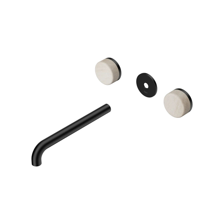 Nero Serenity Wall Basin Set Trim Kit 160/185/220mm - Rome Travertine Handle