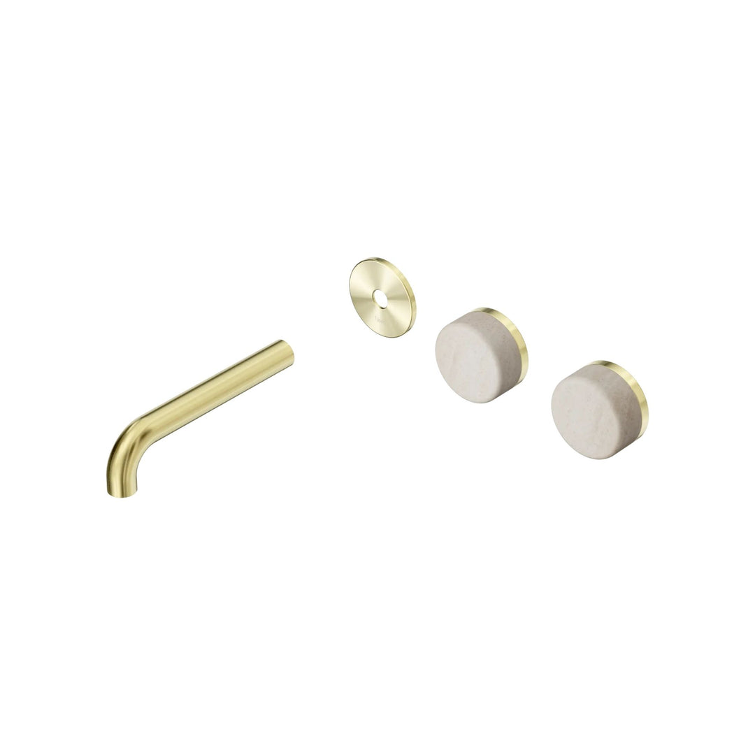 Nero Serenity Offset Wall Basin Set Trim Kit 160/185/220mm - Rome Travertine Handle