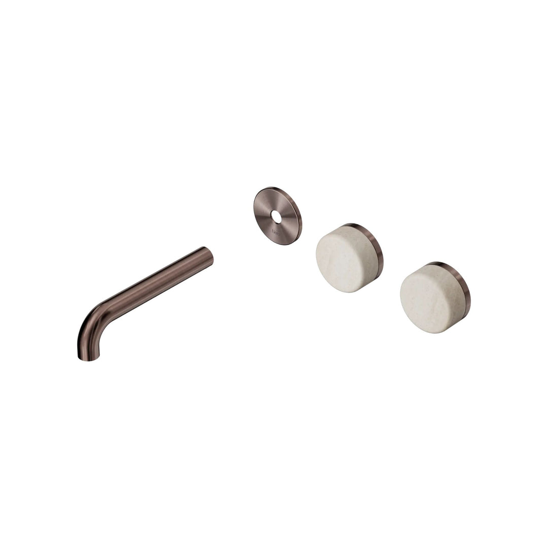 Nero Serenity Offset Wall Basin Set Trim Kit 160/185/220mm - Rome Travertine Handle