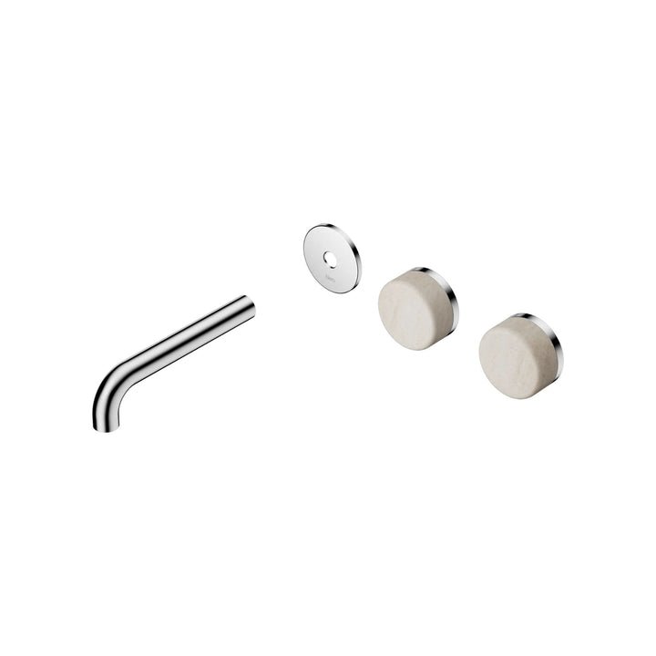 Nero Serenity Offset Wall Basin Set Trim Kit 160/185/220mm - Rome Travertine Handle
