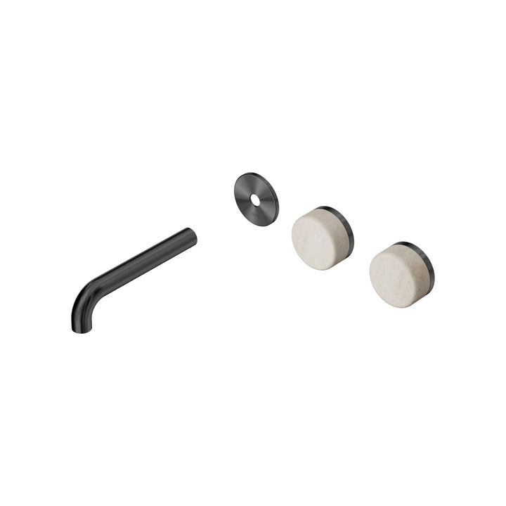 Nero Serenity Offset Wall Basin Set Trim Kit 160/185/220mm - Rome Travertine Handle