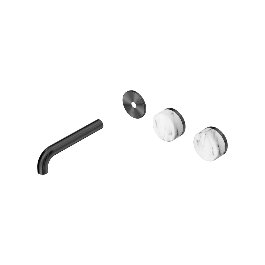 Nero Serenity Offset Wall Basin Set Trim Kit 160/185/220mm - Arabescato Corchia Handle