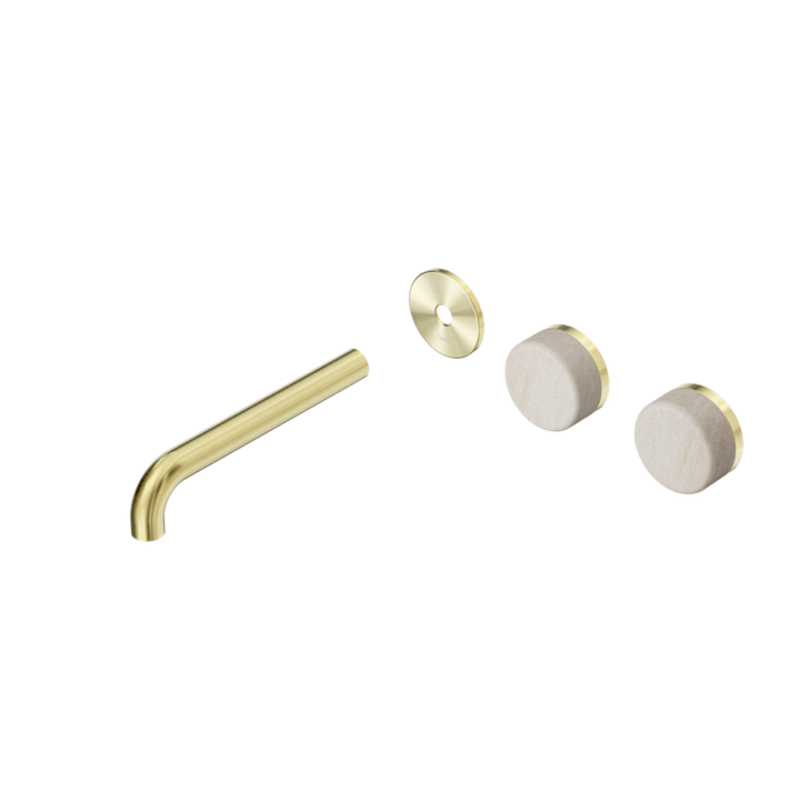 Nero Serenity Offset Wall Basin Set Trim Kit 160/185/220mm - Rome Travertine Handle - Design 10