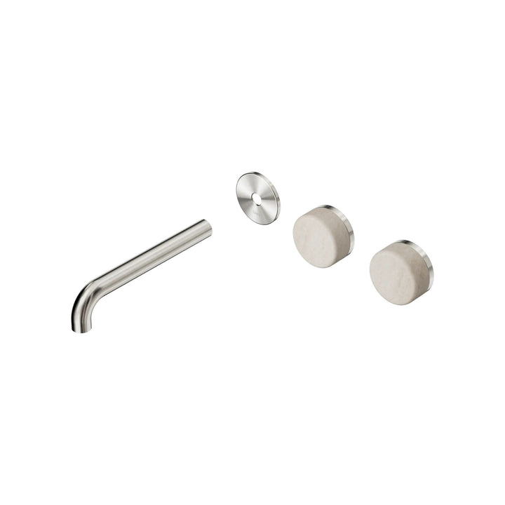 Nero Serenity Offset Wall Basin Set Trim Kit 160/185/220mm - Rome Travertine Handle