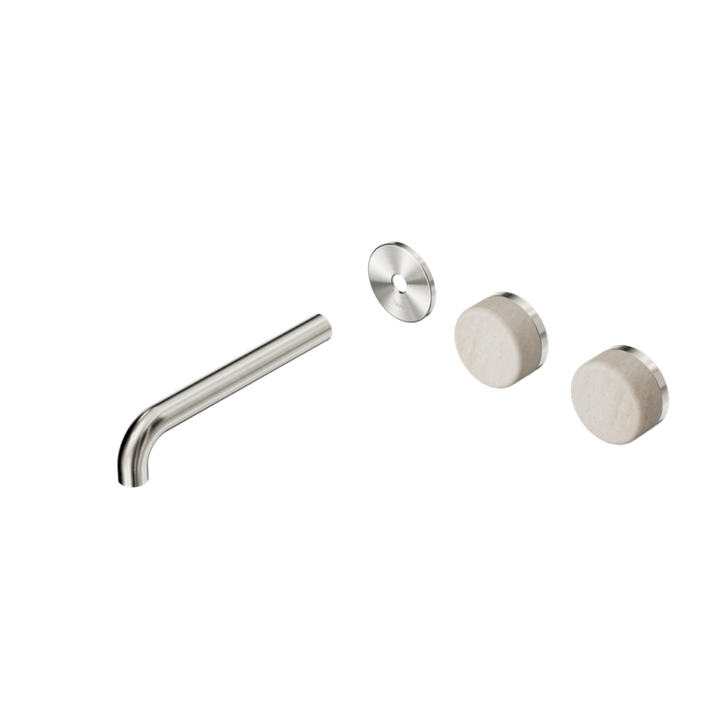 Nero Serenity Offset Wall Basin Set Trim Kit 160/185/220mm - Rome Travertine Handle - Design 10