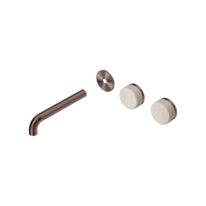 Nero Serenity Offset Wall Basin Set Trim Kit 160/185/220mm - Rome Travertine Handle