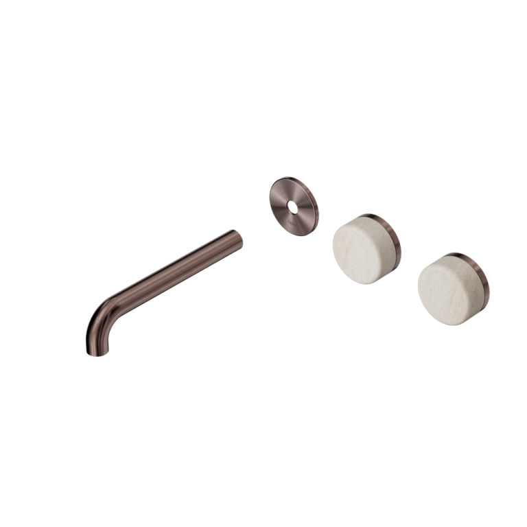 Nero Serenity Offset Wall Basin Set Trim Kit 160/185/220mm - Rome Travertine Handle - Design 10