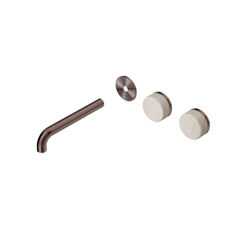 Nero Serenity Offset Wall Basin Set Trim Kit 160/185/220mm - Rome Travertine Handle - Design 10