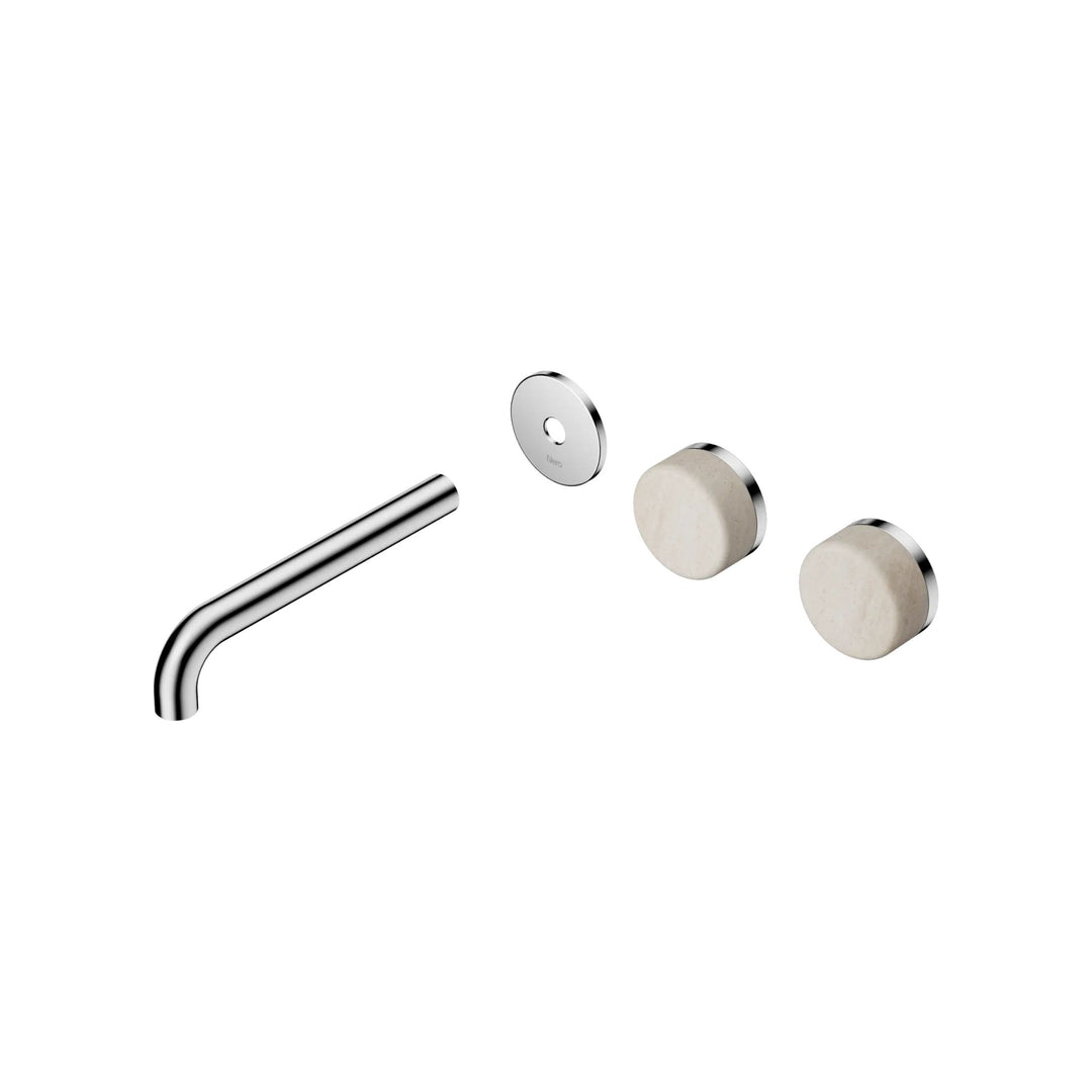 Nero Serenity Offset Wall Basin Set Trim Kit 160/185/220mm - Rome Travertine Handle